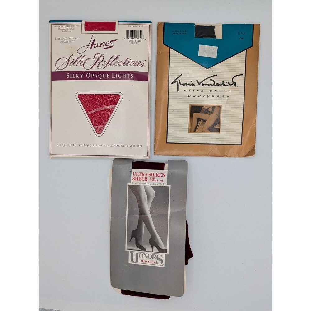 Vintage NOS Pantyhose Lot 3 Unused Hanes Silk Reflections Gloria Vanderbilt